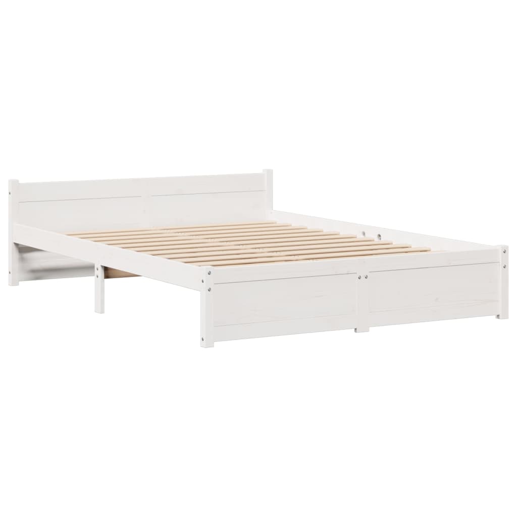 vidaXL Letto Libreria senza Materasso Bianco 135x190 cm Legno di Pino
