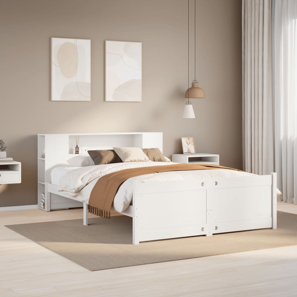 vidaXL Letto Libreria senza Materasso Bianco 135x190 cm Legno di Pino