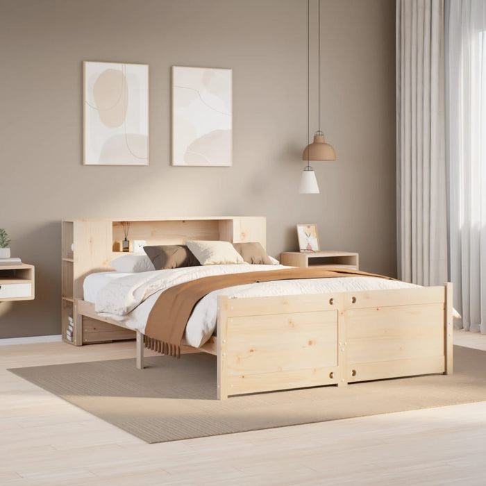 Letto Libreria senza Materasso-Struttura Letto con contenitore 120x200cm Legno Massello di Pino 759280