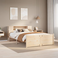 Letto Libreria senza Materasso-Struttura Letto con contenitore 140x200 cm in Legno di Pino 250621