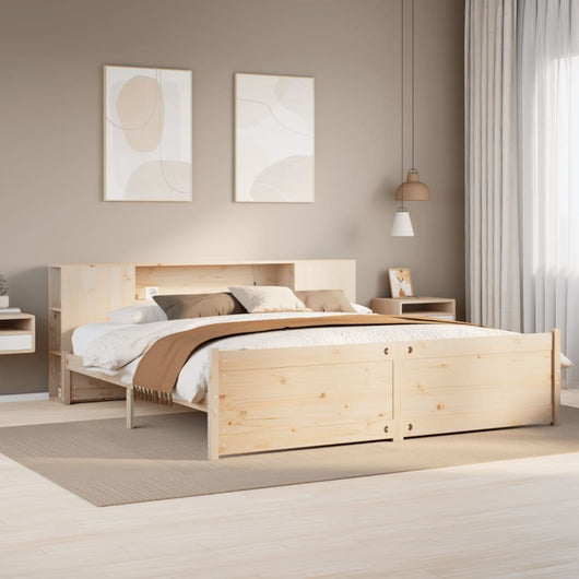 Letto Libreria senza Materasso-Struttura Letto con contenitore 180x200 cm in Legno di Pino 194428