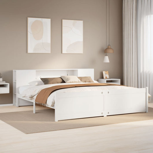 Giroletto con Libreria senza Materasso-Struttura Letto con contenitore 180x200 cm in Legno Pino 744969