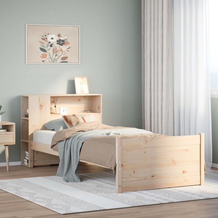 Giroletto con Libreria senza Materasso-Struttura Letto con contenitore 75x190 cm in Legno Pino 214808