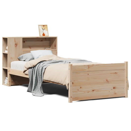 Letto Libreria senza Materasso-Struttura Letto con contenitore 90x190 cm Legno Massello Pino 366776
