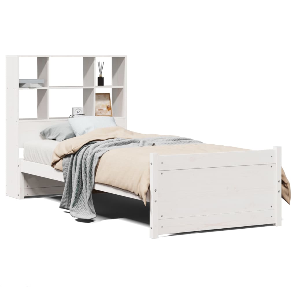 vidaXL Letto Libreria senza Materasso Bianco 90x190 cm Massello Pino