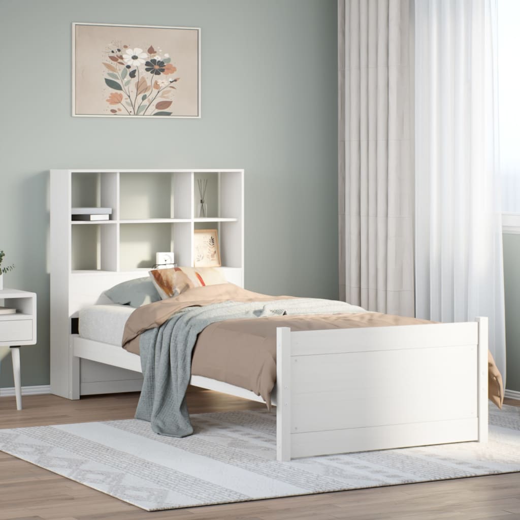 vidaXL Letto Libreria senza Materasso Bianco 90x190 cm Massello Pino