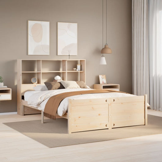 Letto Libreria senza Materasso-Struttura Letto con contenitore 160x200 cm in Legno di Pino 474775