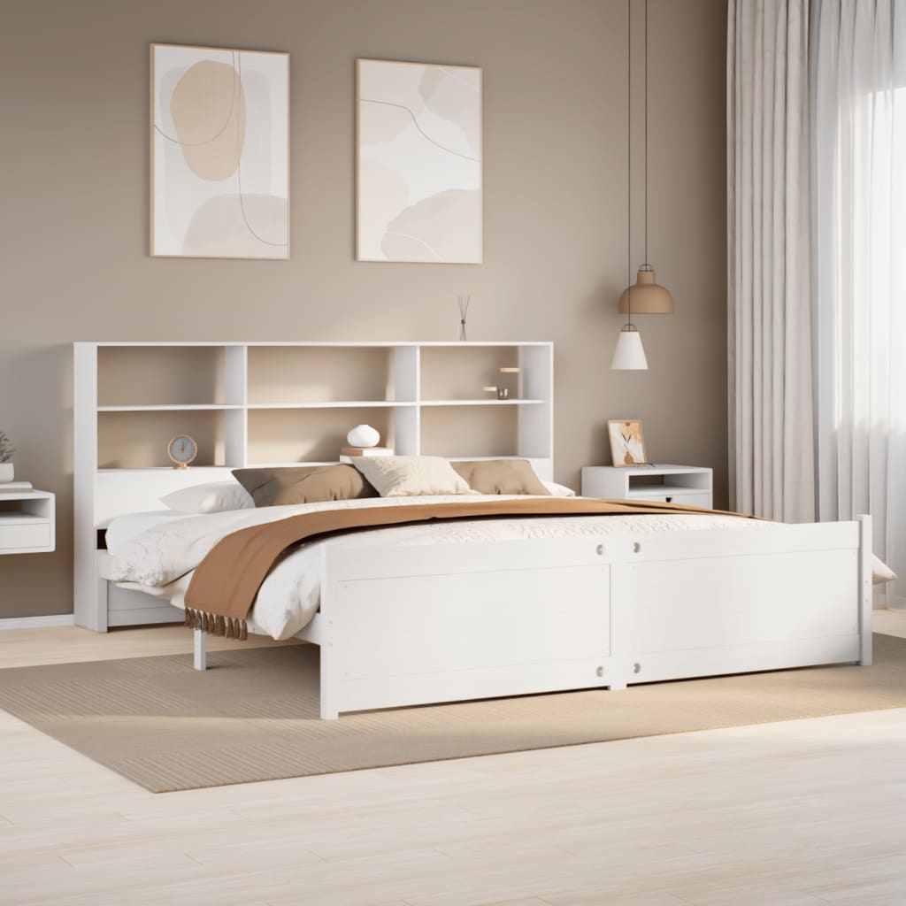 Giroletto con Libreria senza Materasso-Struttura Letto con contenitore 180x200 cm in Legno Pino 220281
