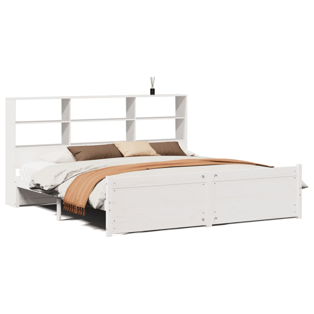 vidaXL Letto Libreria senza Materasso Bianco 200x200 cm Legno di Pino