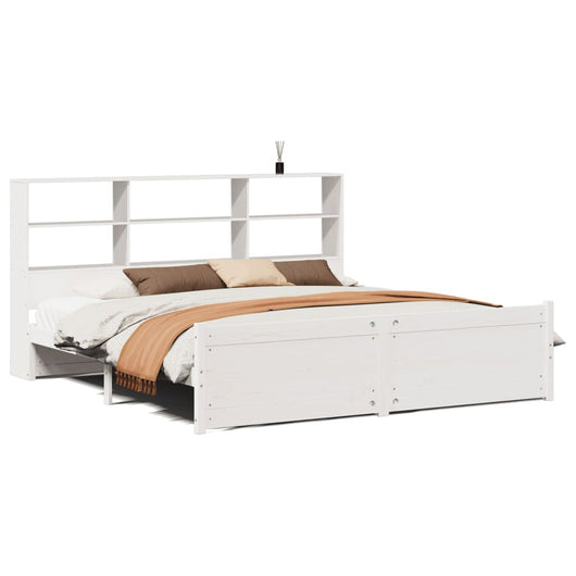 vidaXL Letto Libreria senza Materasso Bianco 200x200 cm Legno di Pino