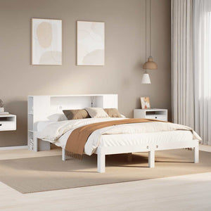 vidaXL Letto Libreria senza Materasso Bianco 135x190 cm Legno di Pino