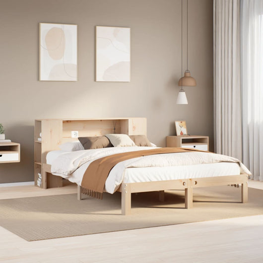 Letto Libreria senza Materasso-Struttura Letto con contenitore 140x190 cm in Legno di Pino 762061