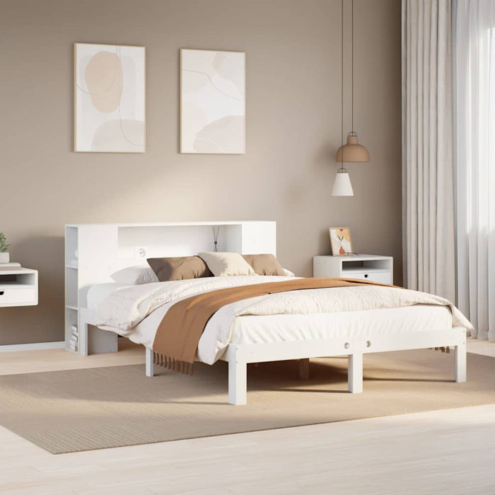 vidaXL Letto Libreria senza Materasso Bianco 140x190 cm Legno di Pino