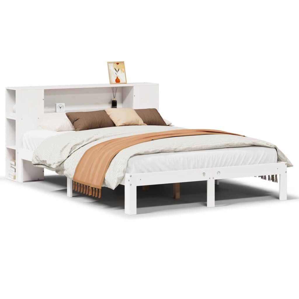 vidaXL Letto Libreria senza Materasso Bianco 150x200 cm Legno di Pino