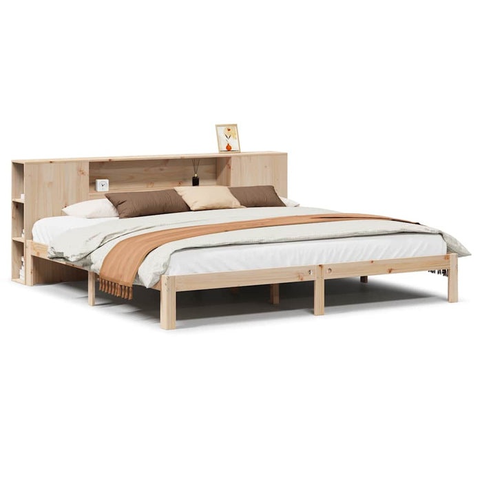 Letto Libreria senza Materasso-Struttura Letto con contenitore 180x200 cm in Legno di Pino 447638