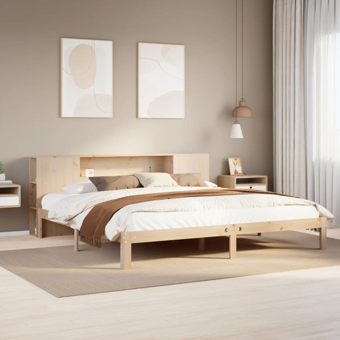 Letto Libreria senza Materasso-Struttura Letto con contenitore 180x200 cm in Legno di Pino 447638