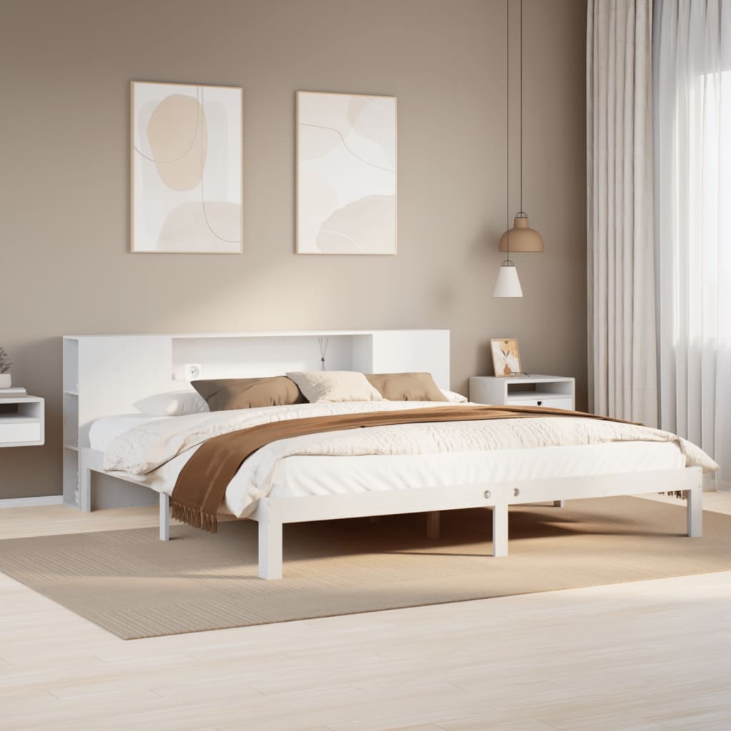 vidaXL Letto Libreria senza Materasso Bianco 200x200 cm Legno di Pino