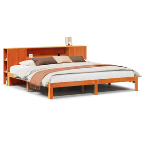 vidaXL Letto Libreria senza Materasso Marrone Cera 180x200 cm in Pino