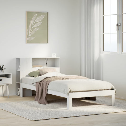 Letto con Libreria senza Materasso-Struttura Letto con contenitore 75x190 cm in Legno Pino 210559