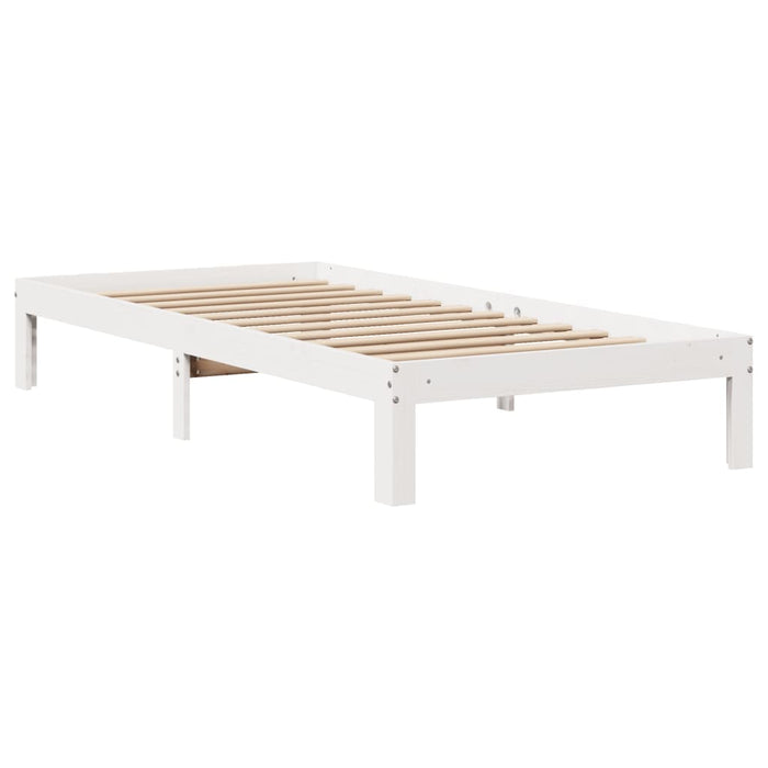 Letto Libreria senza Materasso-Struttura Letto con contenitore Bianca 90x200 cm Legno di Pino 648657
