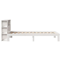 Letto Libreria senza Materasso-Struttura Letto con contenitore Bianca 90x200 cm Legno di Pino 648657