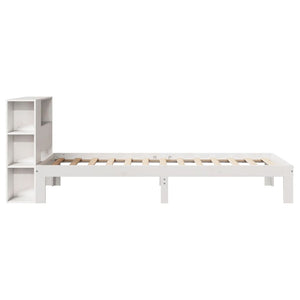 Letto Libreria senza Materasso-Struttura Letto con contenitore Bianca 90x200 cm Legno di Pino 648657