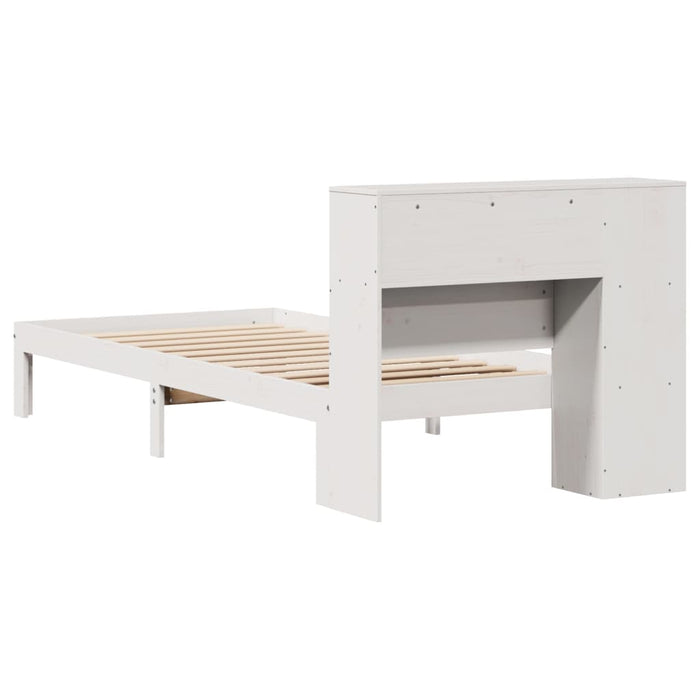 Letto Libreria senza Materasso-Struttura Letto con contenitore Bianca 90x200 cm Legno di Pino 648657