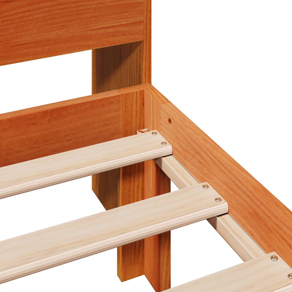 Letto Libreria senza Materasso-Struttura Letto con contenitore Marrone Cera 100x200 cm in Pino 937493