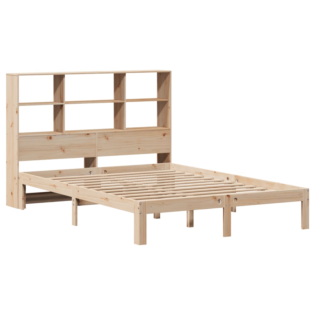 Letto Libreria senza Materasso-Struttura Letto con contenitore 140x190 cm in Legno di Pino 698648