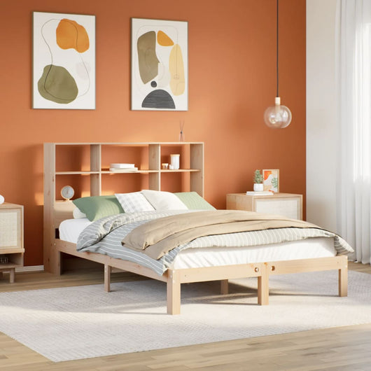 Letto Libreria senza Materasso-Struttura Letto con contenitore 140x200 cm in Legno di Pino 566665