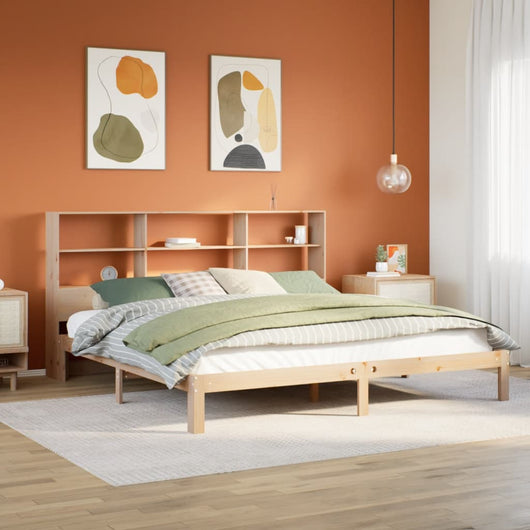 Letto Libreria senza Materasso-Struttura Letto con contenitore 180x200 cm in Legno di Pino 762984