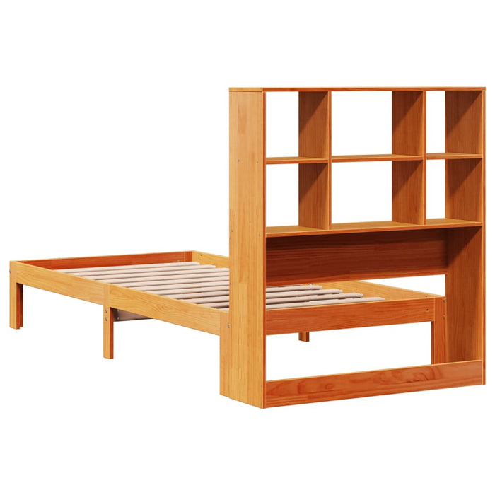 vidaXL Letto Libreria senza Materasso Marrone Cera 90x190 cm in Pino