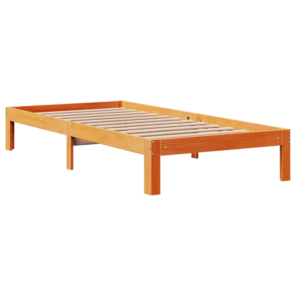 vidaXL Letto Libreria senza Materasso Marrone Cera 100x200 cm in Pino