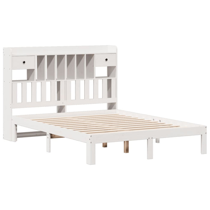 Letto Libreria senza Materasso Bianco 135x190 cm Legno di Pino 3322592