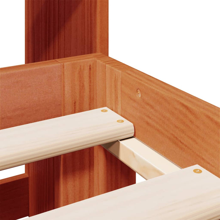 Letto Libreria senza Materasso Marrone Cera 140x190 cm in Pino 3322615