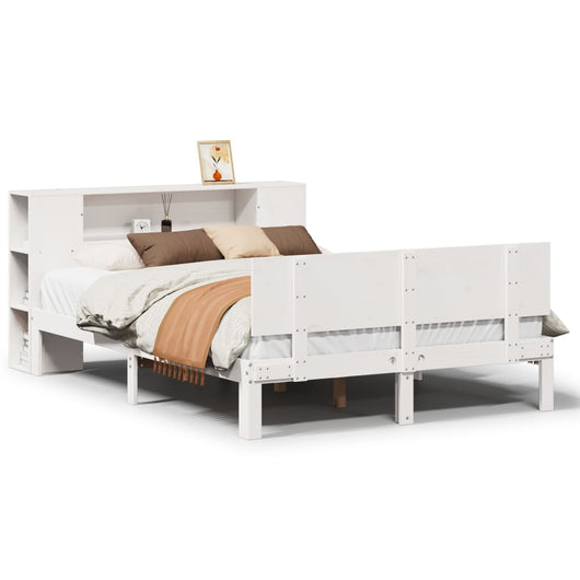 Letto Libreria senza Materasso-Struttura Letto con contenitore Bianco 120x190 cm Legno di Pino 963027