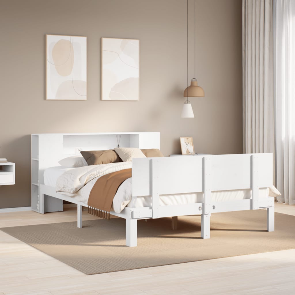 vidaXL Letto Libreria senza Materasso Bianco 140x190 cm Legno di Pino