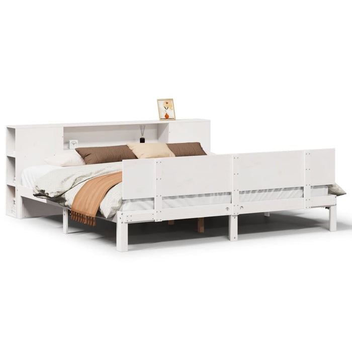 vidaXL Letto Libreria senza Materasso Bianco 200x200 cm Legno di Pino