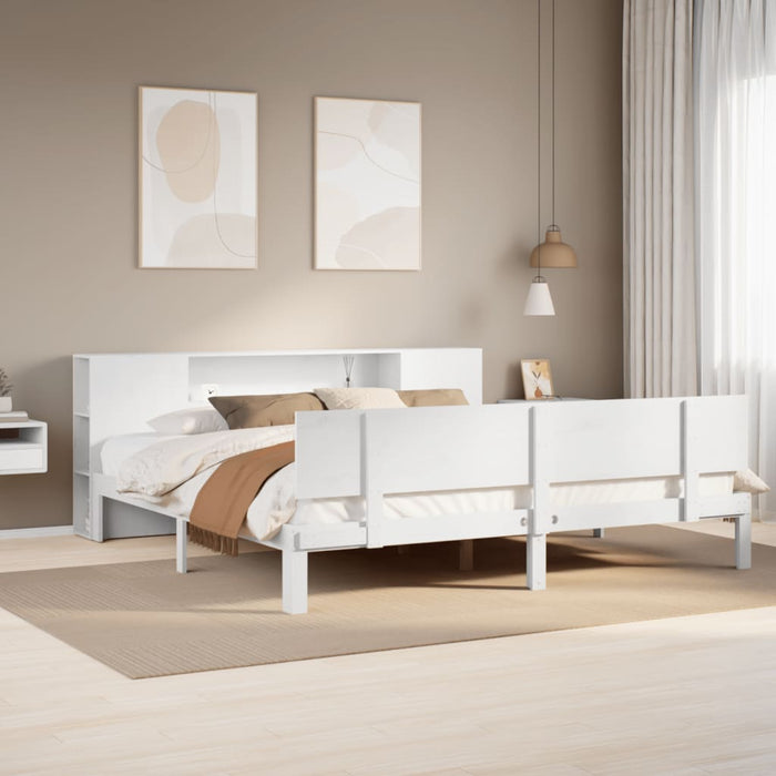 vidaXL Letto Libreria senza Materasso Bianco 200x200 cm Legno di Pino
