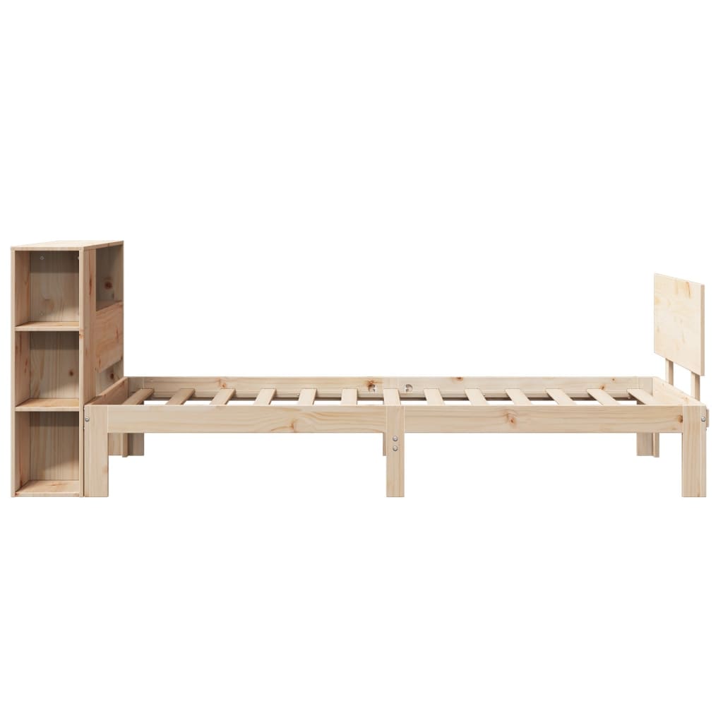 vidaXL Giroletto con Libreria senza Materasso 75x190 cm in Legno Pino