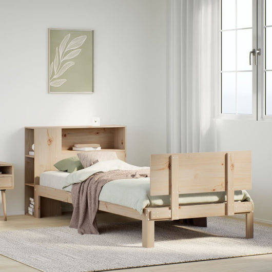 Letto Libreria senza Materasso-Struttura Letto con contenitore 90x200 cm Legno Massello Pino 983204
