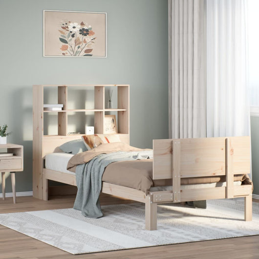 Letto Libreria senza Materasso-Struttura Letto con contenitore 90x200 cm Legno Massello Pino 603268