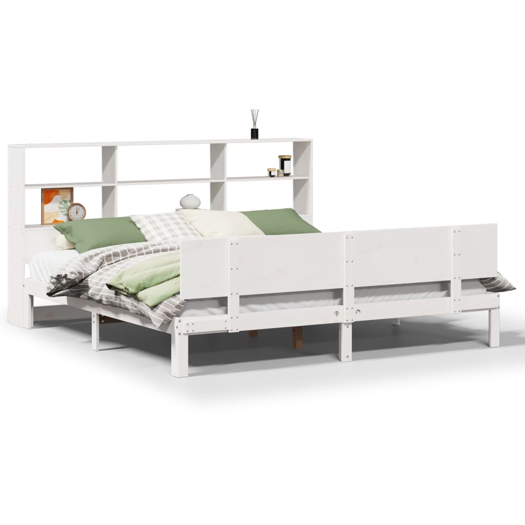 vidaXL Letto Libreria senza Materasso Bianco 200x200 cm Legno di Pino