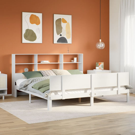 vidaXL Letto Libreria senza Materasso Bianco 200x200 cm Legno di Pino