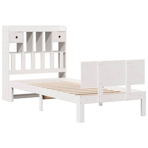 Letto con Libreria senza Materasso-Struttura Letto con contenitore 75x190 cm in Legno Pino 591506