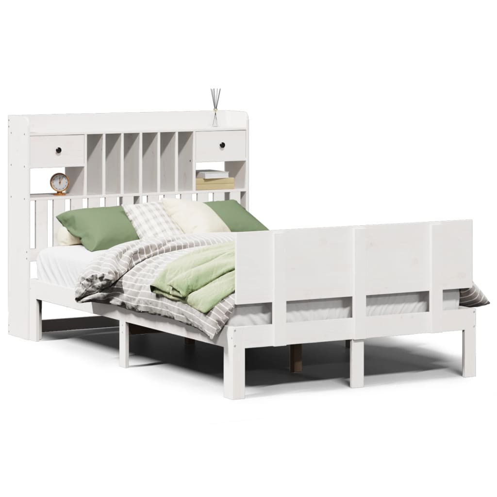 vidaXL Letto Libreria senza Materasso Bianco 135x190 cm Legno di Pino