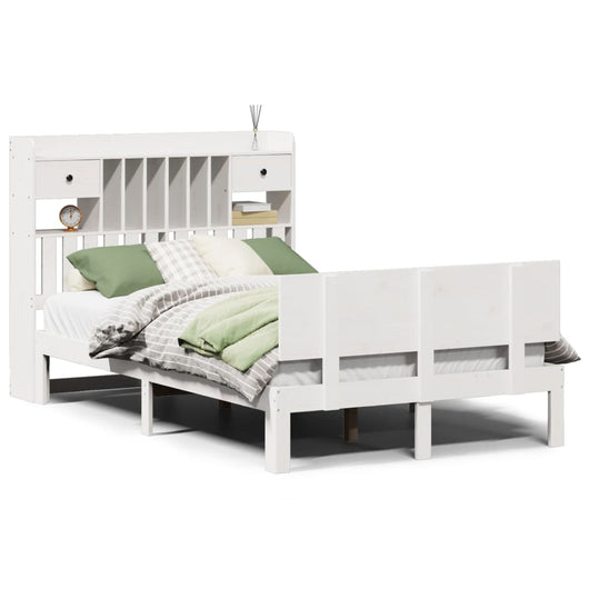 vidaXL Letto Libreria senza Materasso Bianco 135x190 cm Legno di Pino