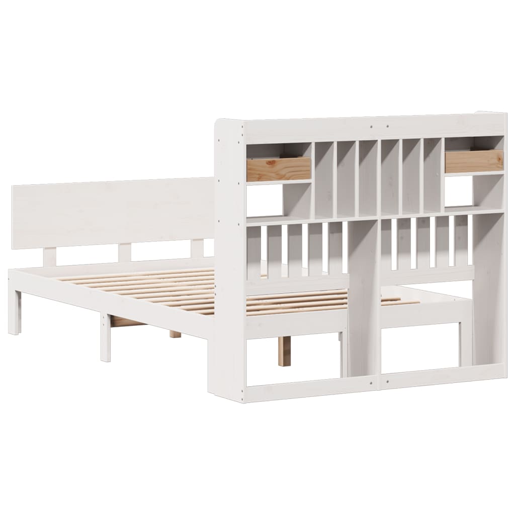 vidaXL Letto Libreria senza Materasso Bianco 135x190 cm Legno di Pino