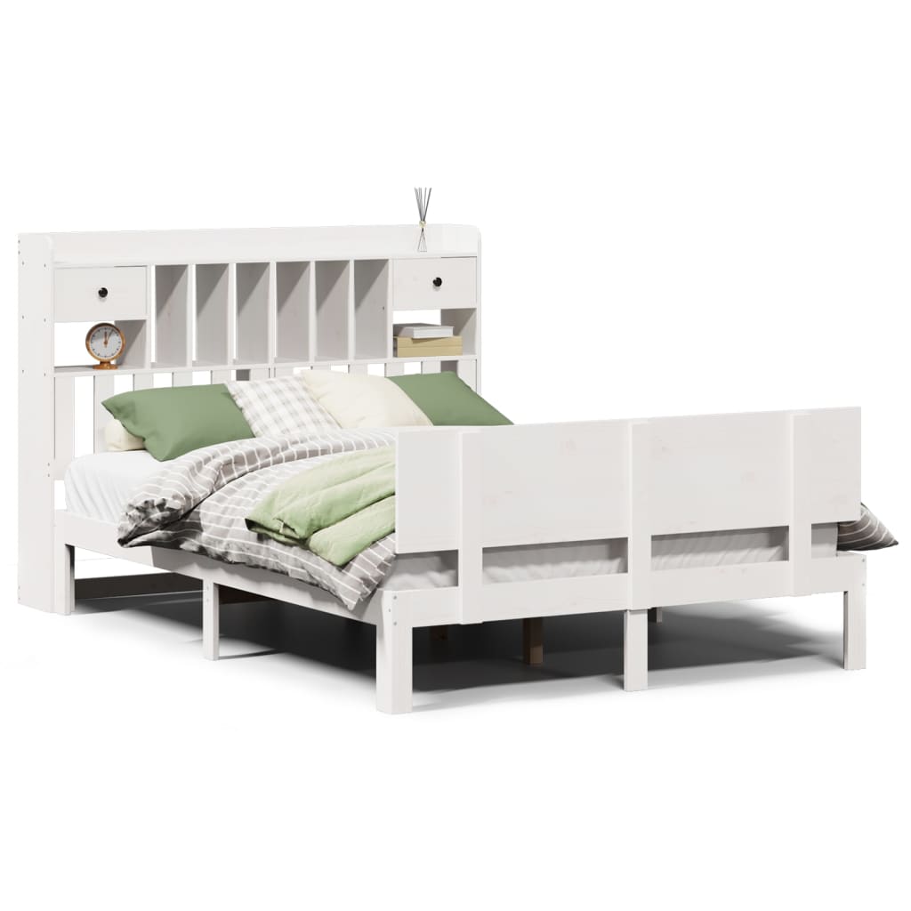 vidaXL Letto Libreria senza Materasso Bianco 160x200 cm Legno di Pino