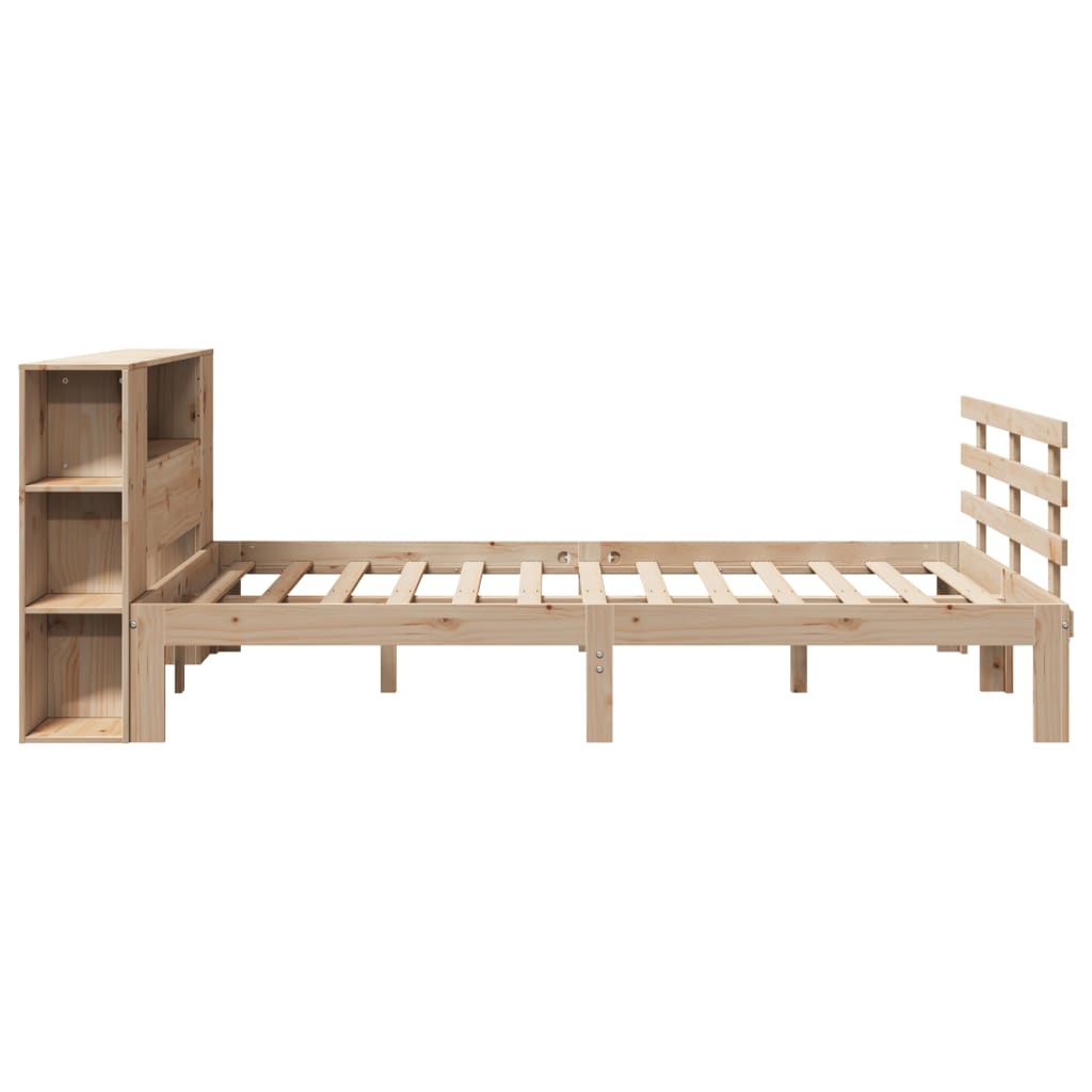Letto Libreria senza Materasso-Struttura Letto con contenitore 140x200 cm in Legno di Pino 358009